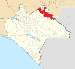 Ubicación de Palenque dentro del estado de Chiapas, México